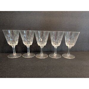 Set Of 5 Vintage Crystal Cut Glass Cordial Glasses Tall Elegant Design